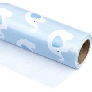 WRAPAHOLIC Wrapping Paper Blue Elephant Baby Shower, Birthday, Party 30"x33'